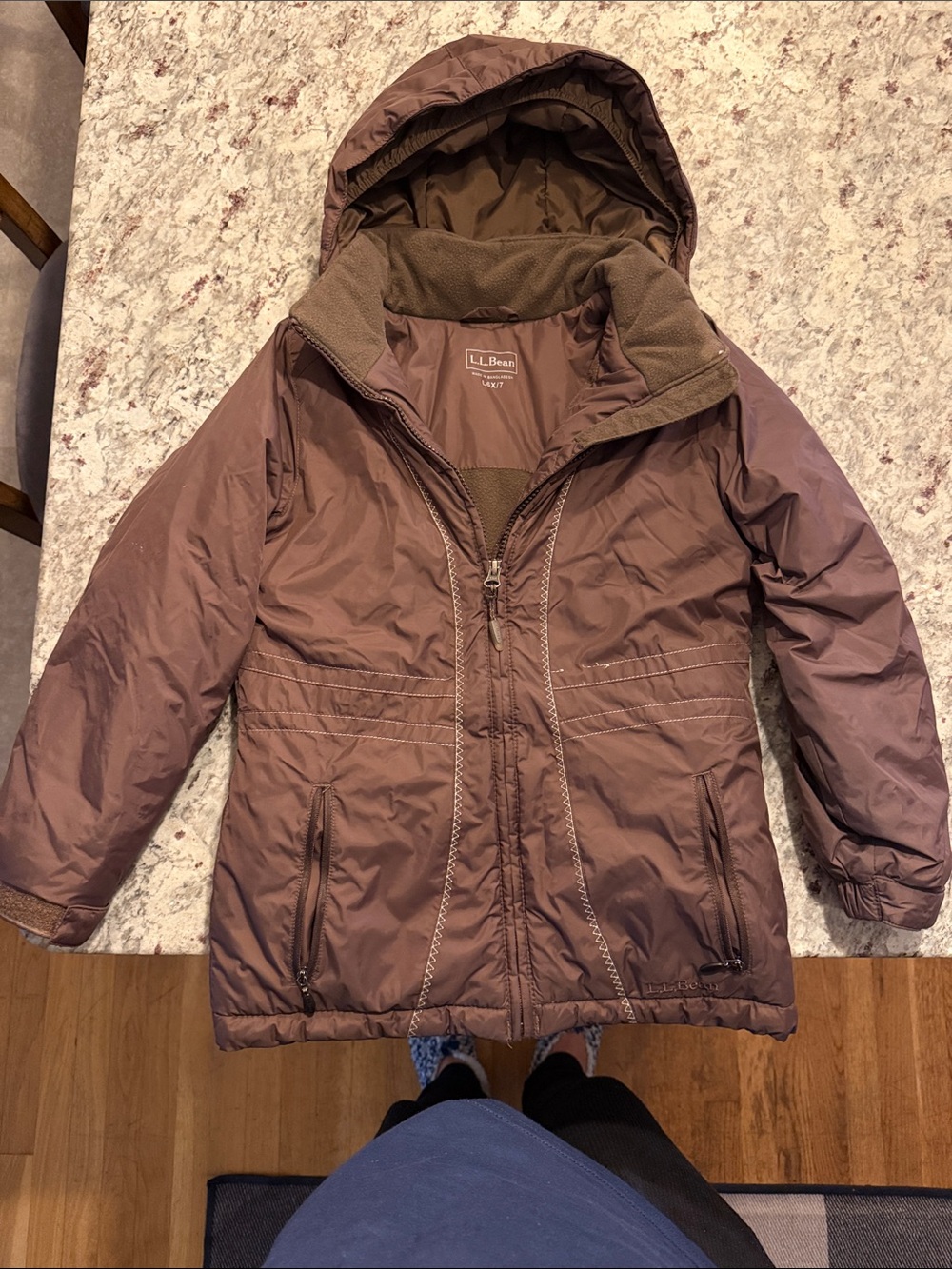 L.L. Bean Kids Brown Hooded Puffer Coat